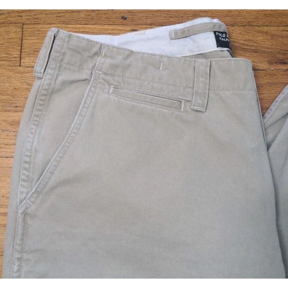 Vtg Ralph Lauren Polo Jeans Co Pants Mens 36x32 Khaki Canvas 100% Cotton EUC